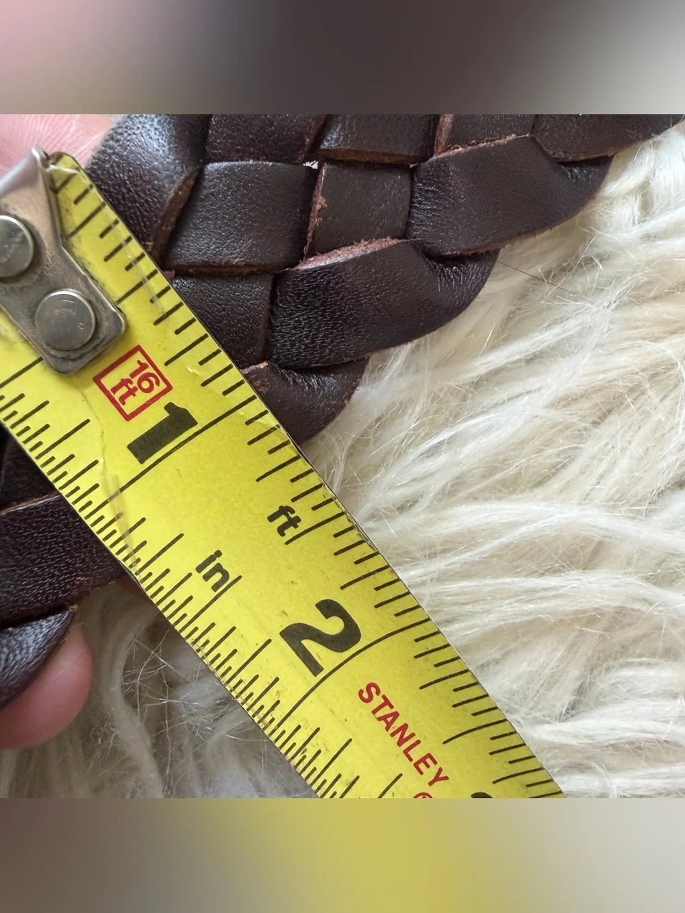 Y2K Aeropostale Brown Leather Braided Belt Silver Buckle Men’s Size 36-38 (42”)